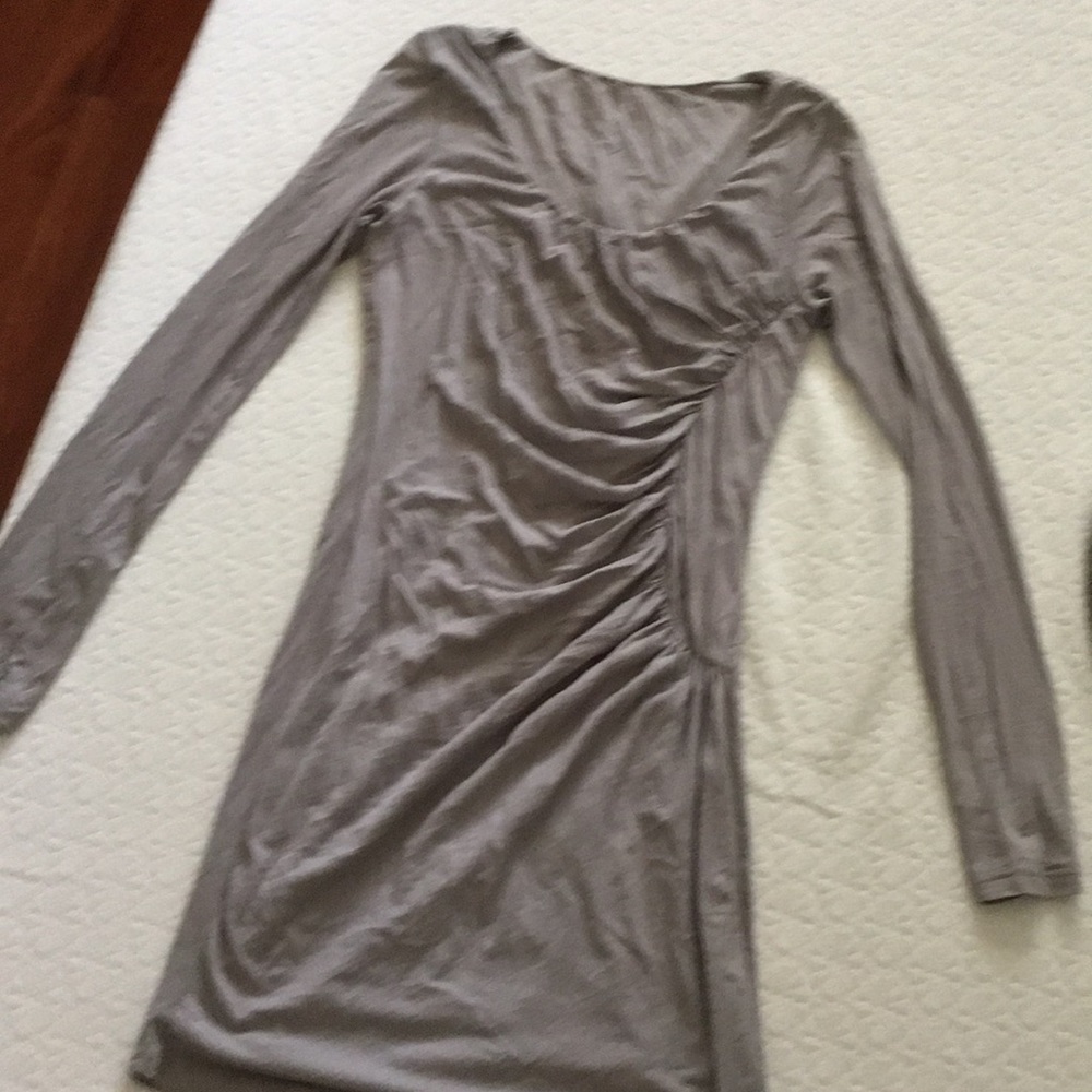 Dove grey, ruched dress